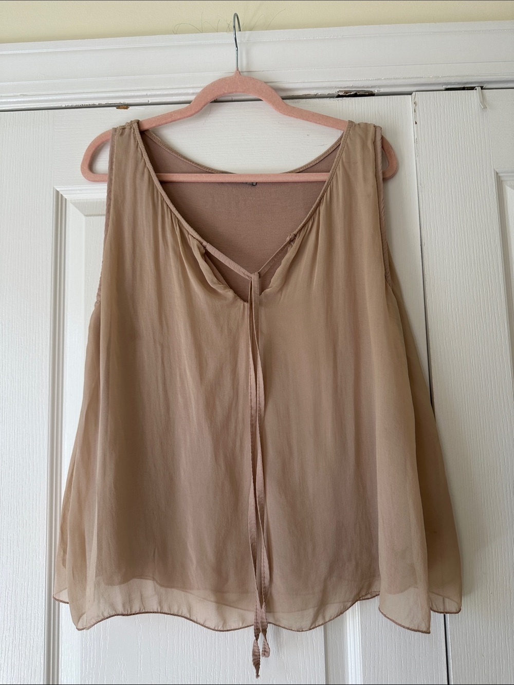 Lightweight Tie-Front Sheer Camisole - Beige